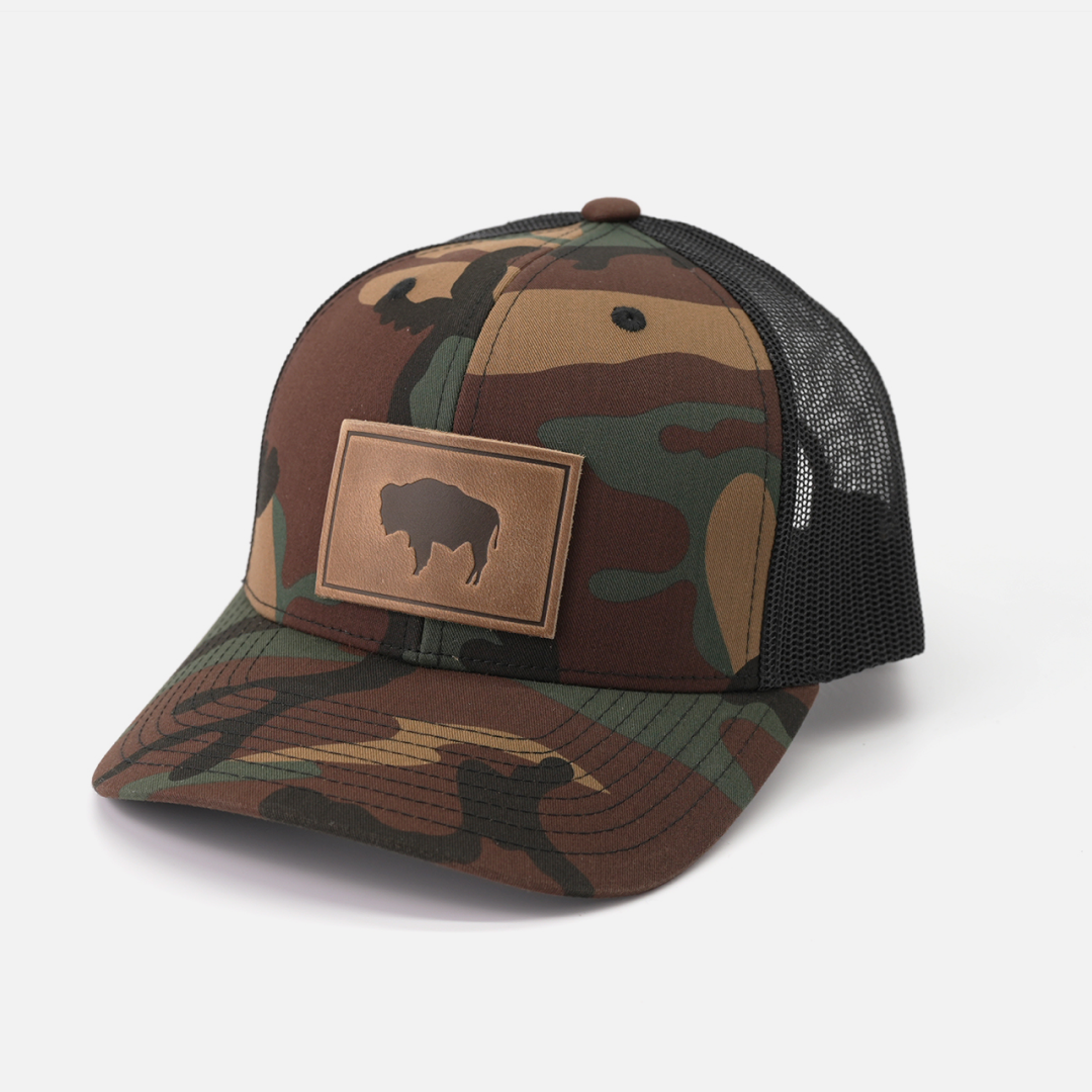 Buffalo Men's Hat | Leather Patch Trucker Hat