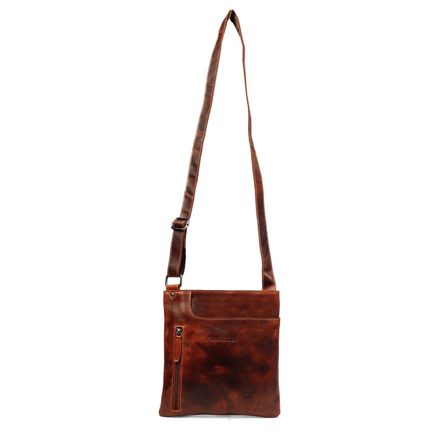 Carter Slim Leather Crossbody Bag in Chestnut
