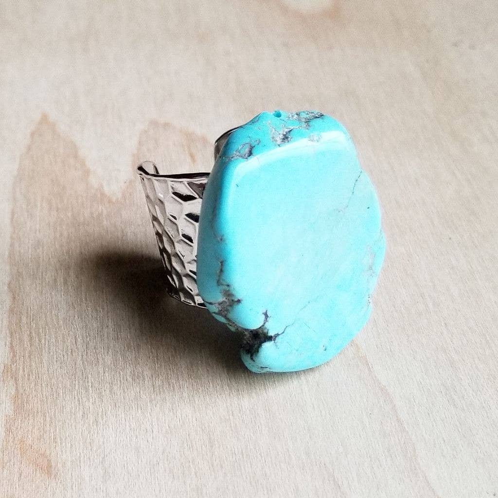 Blue Turquoise Slab Statement Rings