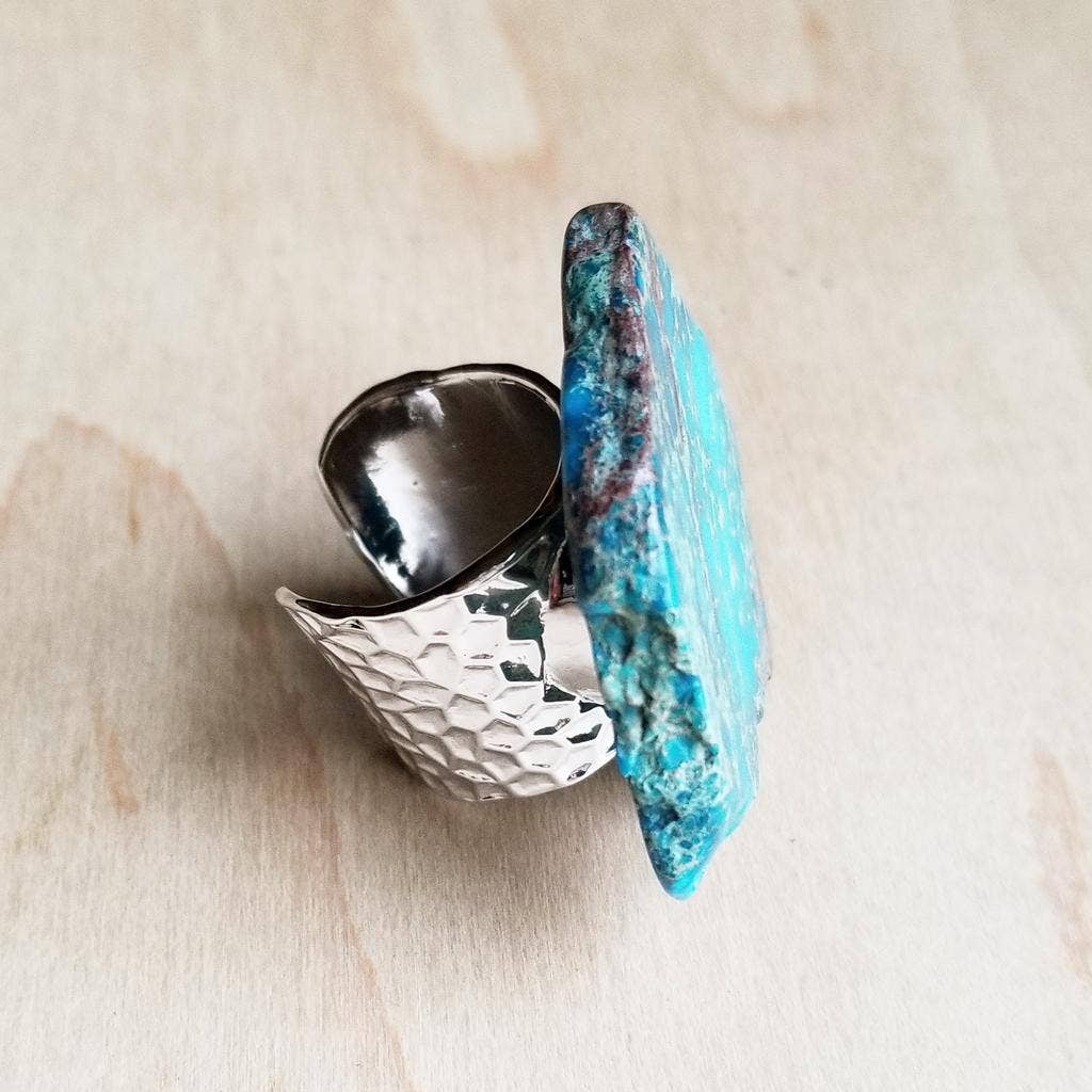 Blue Turquoise Slab Statement Rings