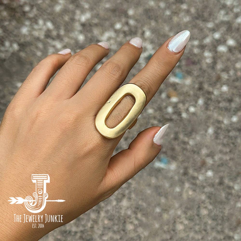 Matte Gold Electroplate Oval Rings