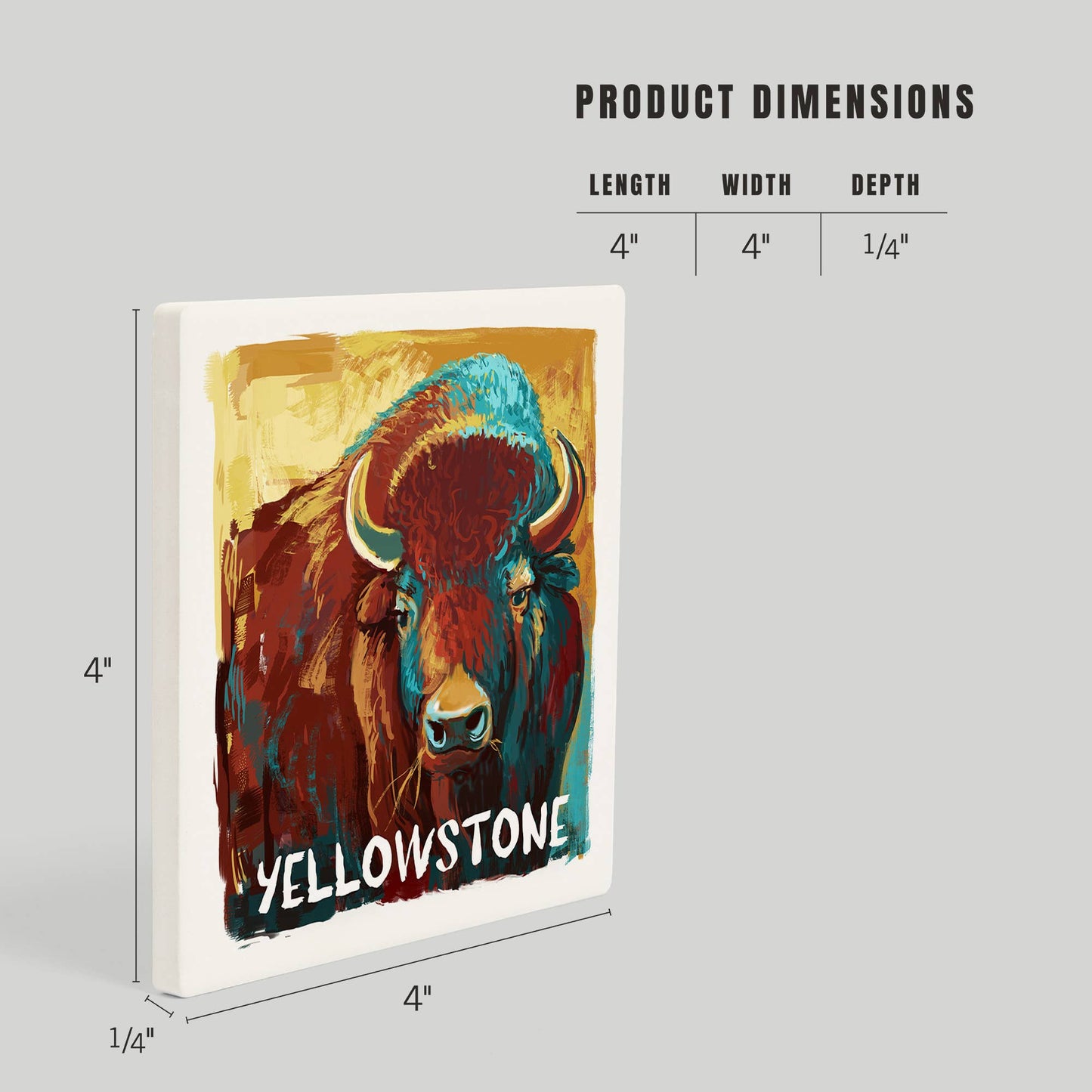 Ceramic Coaster Yellowstone, Wyoming, Bison