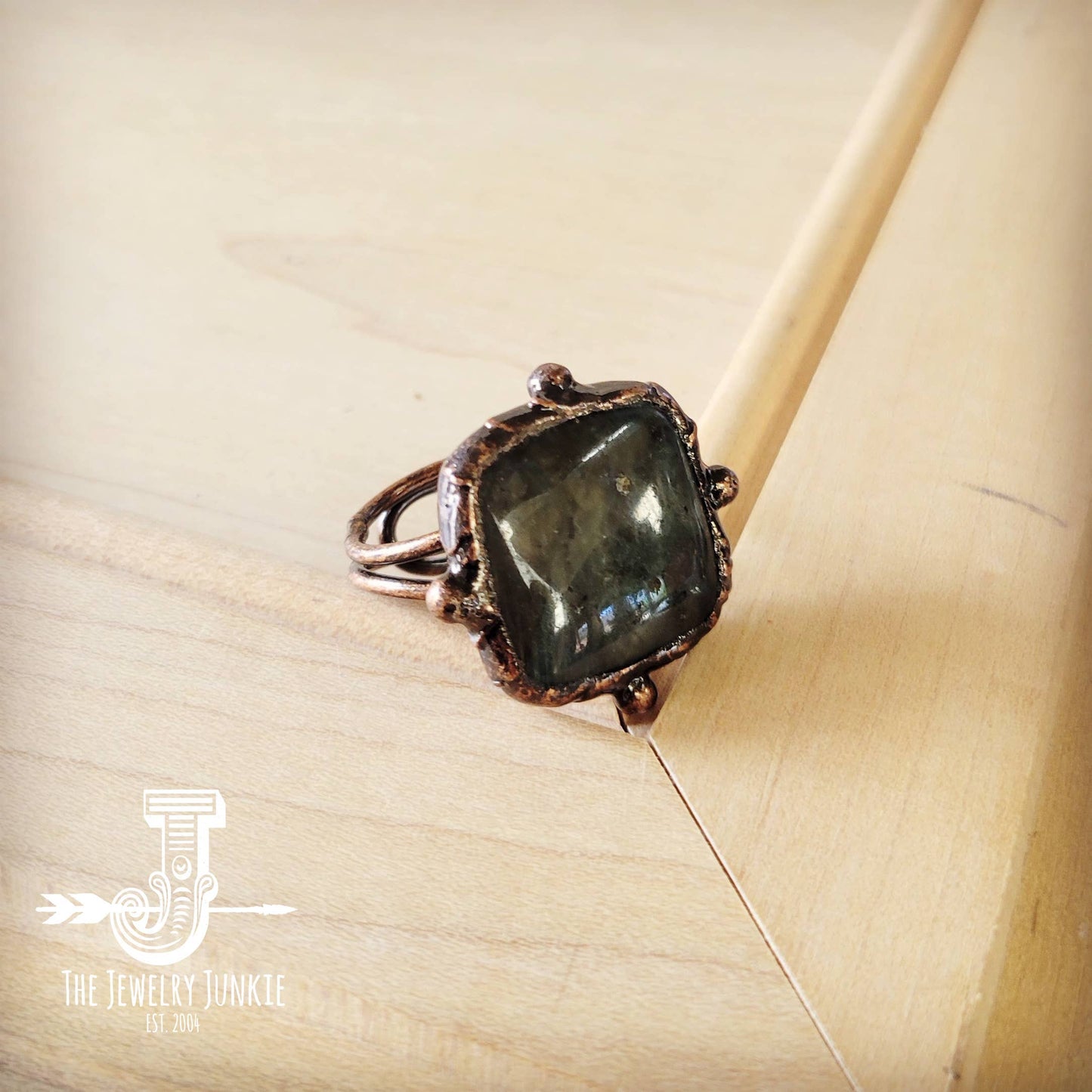 Genuine Labradorite Rings set in Antique Copper