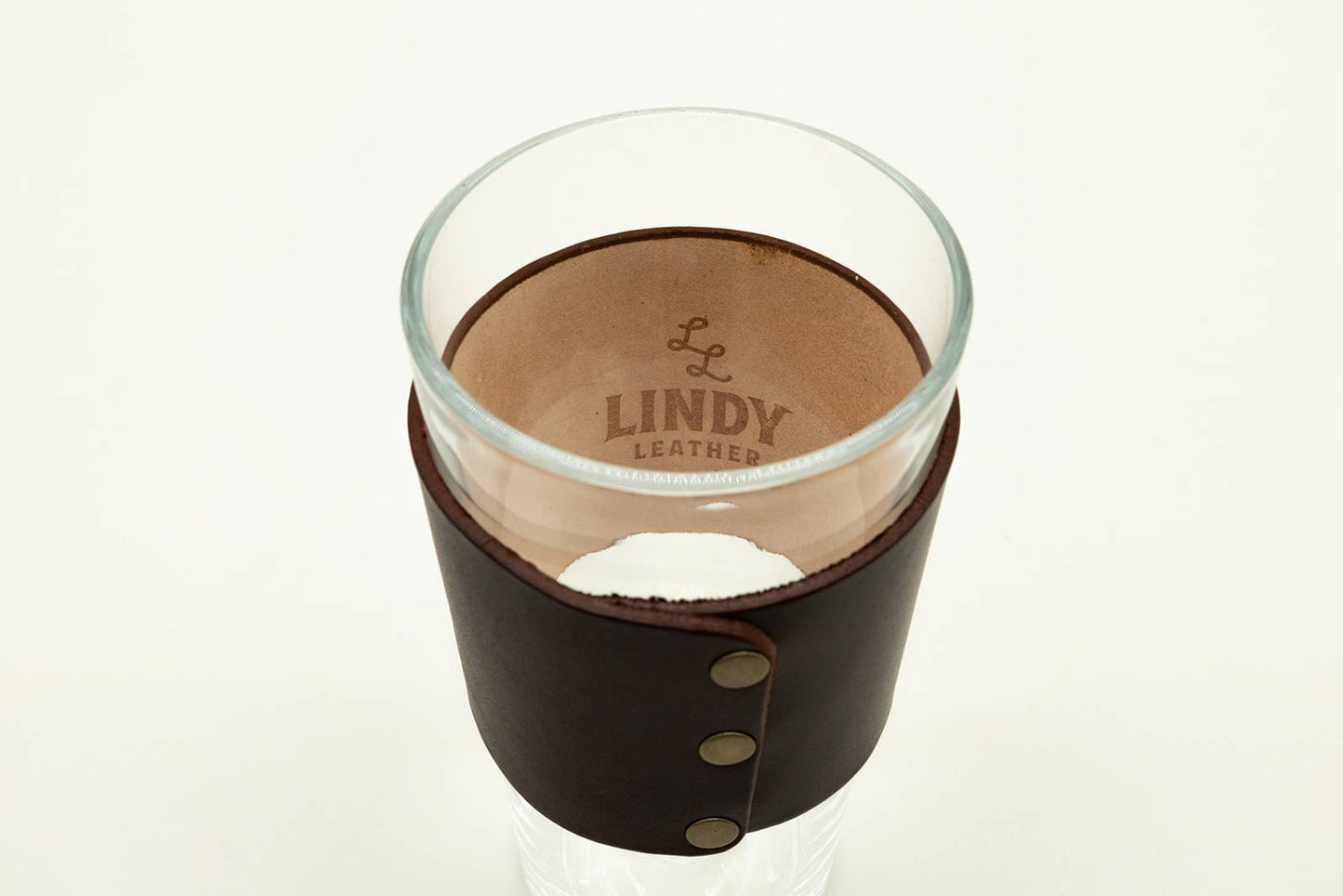 Leather Pint Glass - Wyoming State Outline
