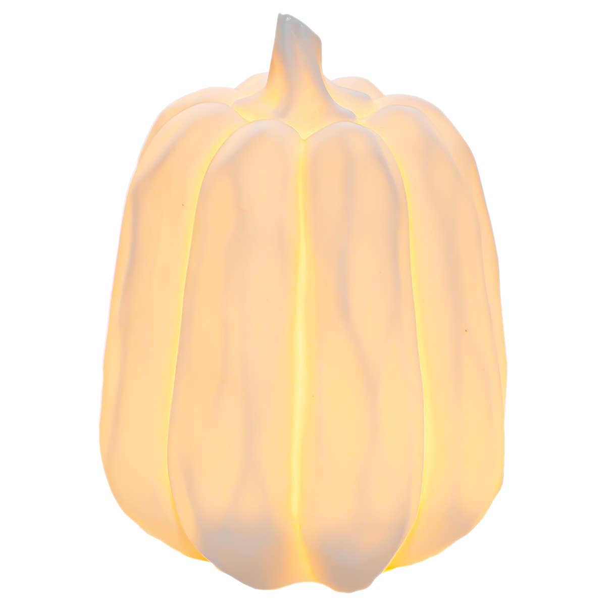 Round White Lighted Pumpkin