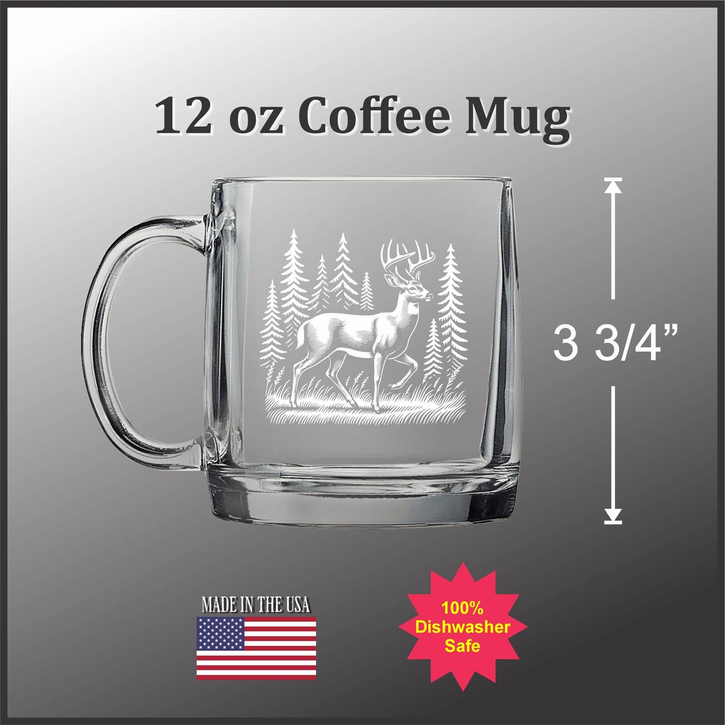 Deer in a Forest 12 oz Glass Coffee Mug