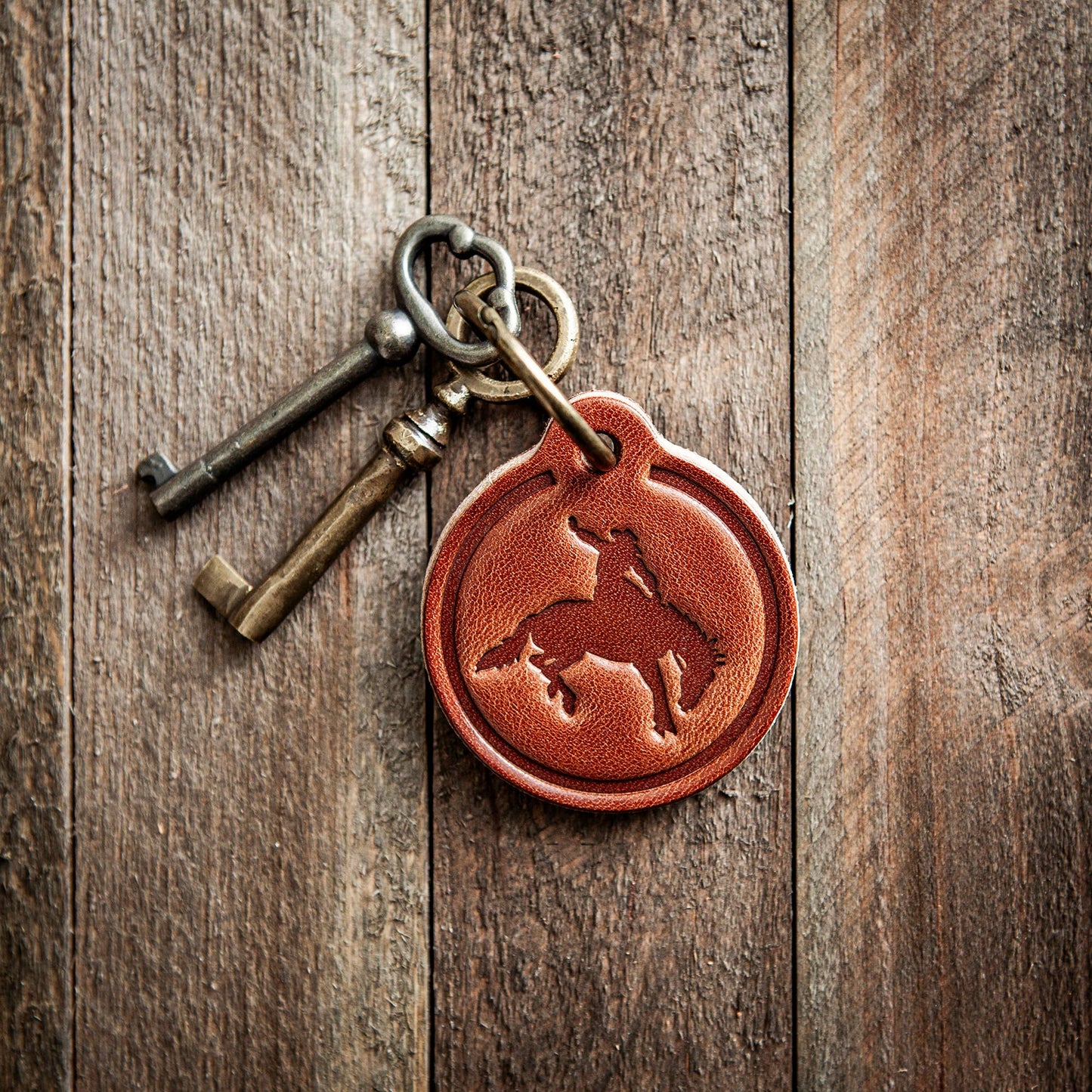 Bronco Leather Keychain