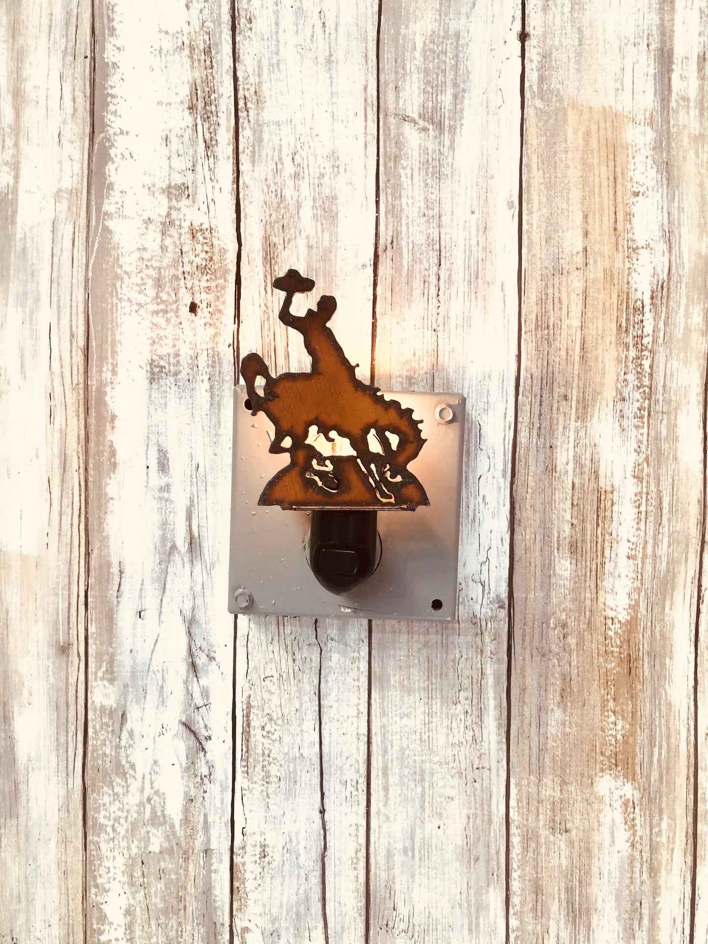 Wyoming Bronc Rider Western Rustic Night light