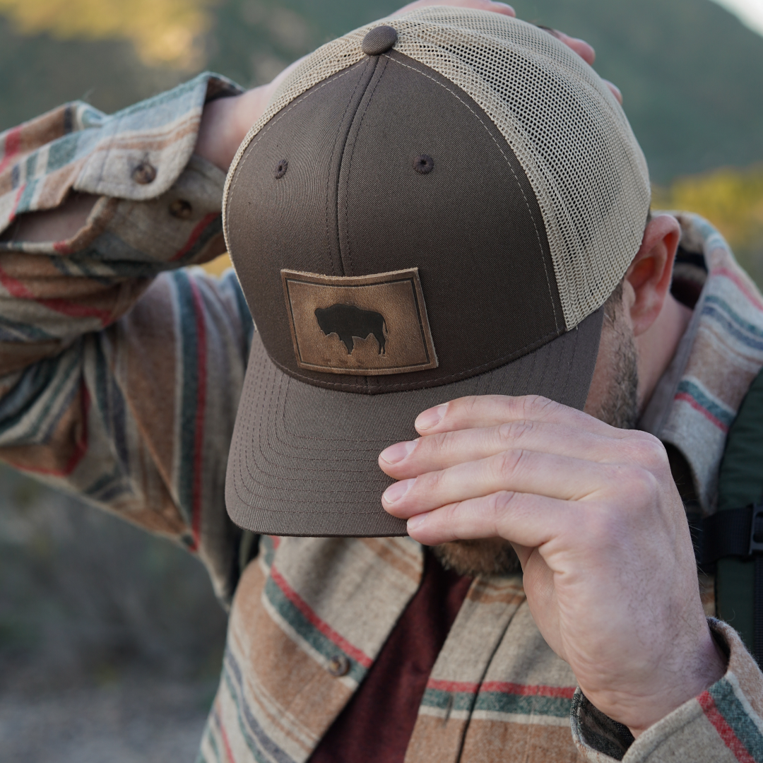 Buffalo Men's Hat | Leather Patch Trucker Hat