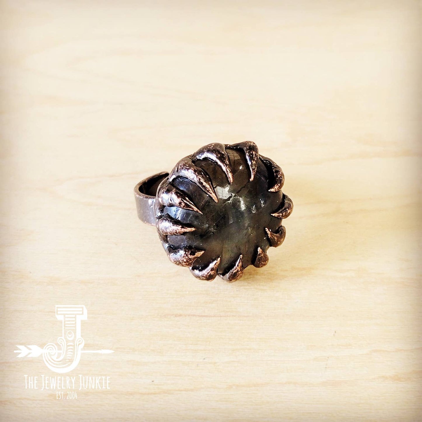Genuine Labradorite Rings set in Antique Copper