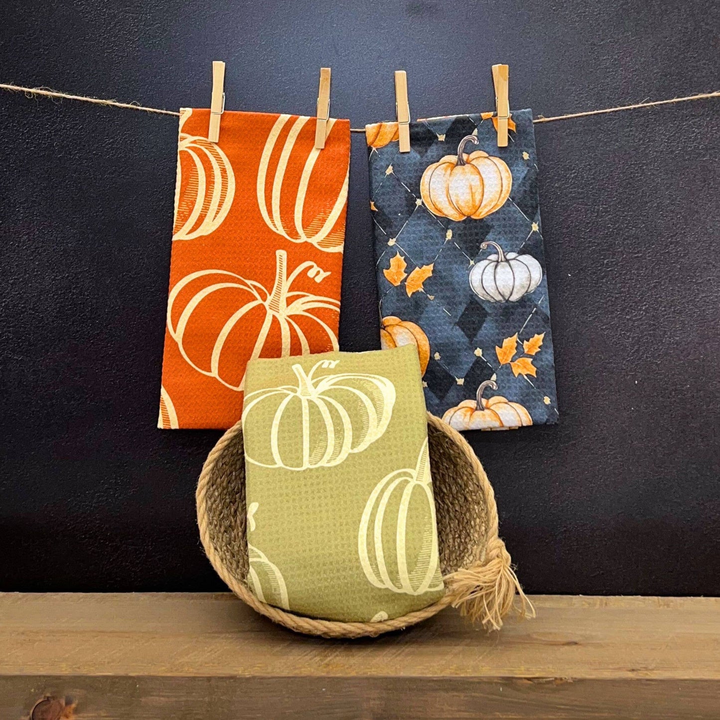 Pumpkins & Gourds Waffle Towels -