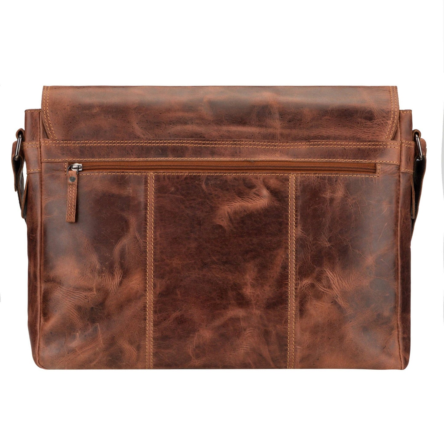 Richmond Full Grain Leather Laptop Messenger Bag 16 Inch for Men, Work Bag, Chestnut