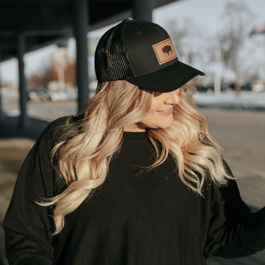 Buffalo Men's Hat | Leather Patch Trucker Hat
