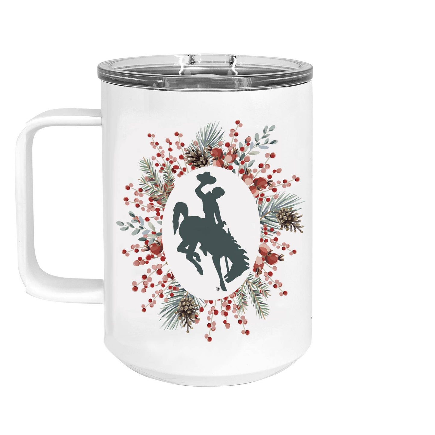 Wyoming Steamboat Pip Berry Wreath 13oz Travel Mug