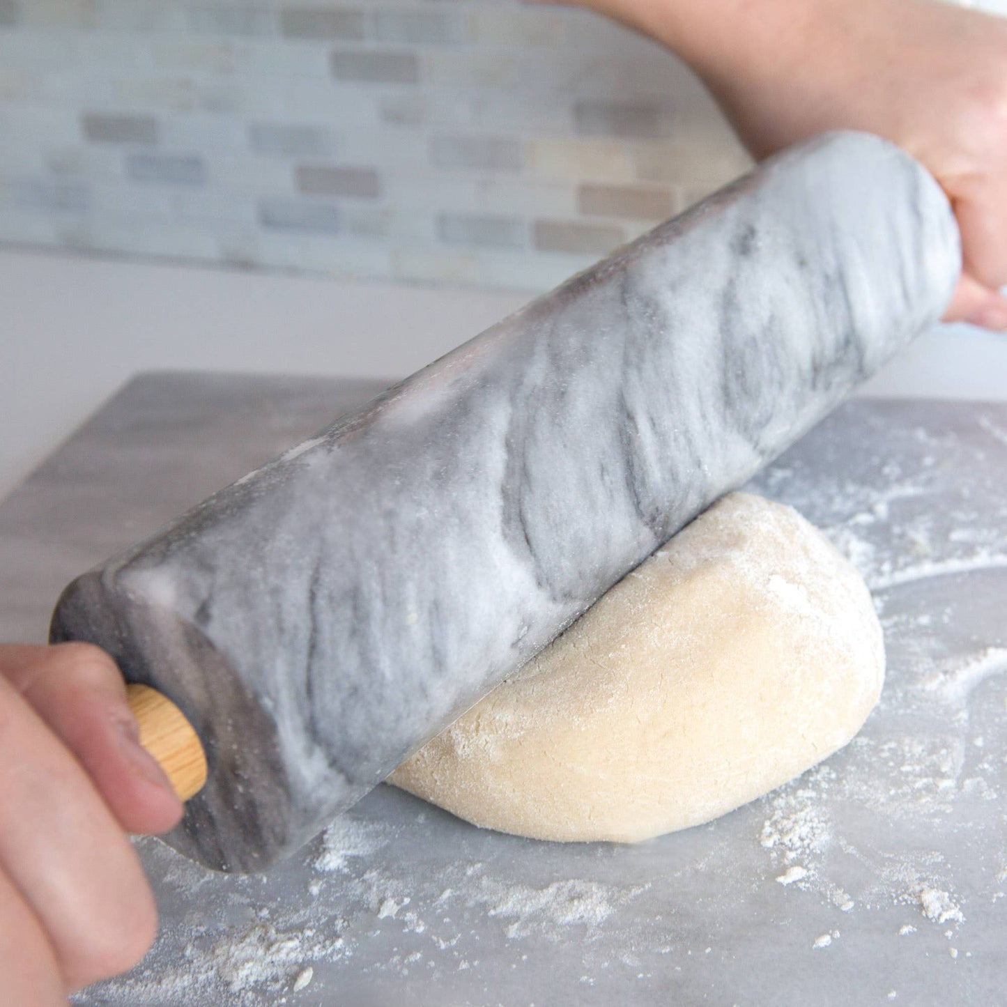 Marble Rolling Pin and Base, White