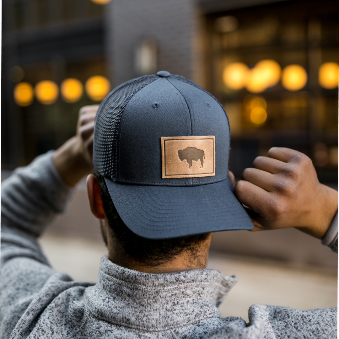 Buffalo Men's Hat | Leather Patch Trucker Hat