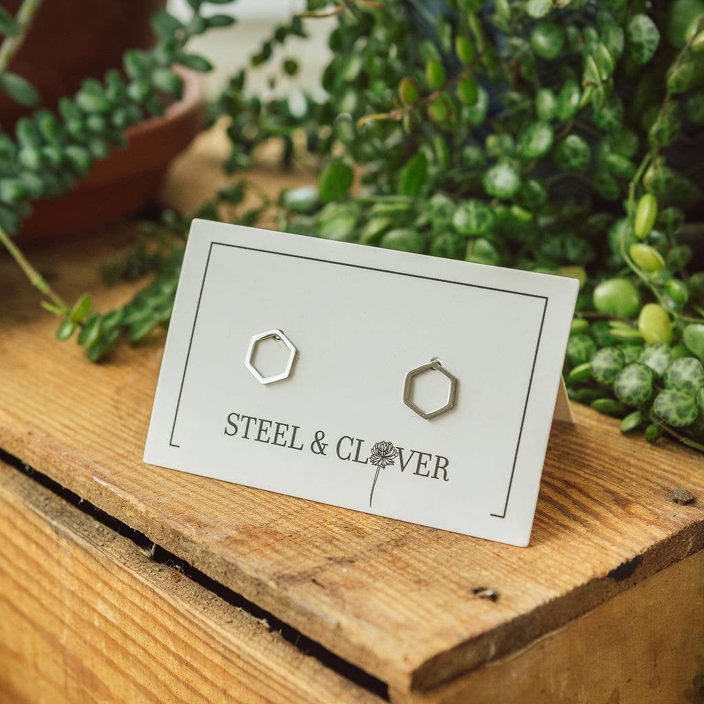 Hexagon Stud Earrings