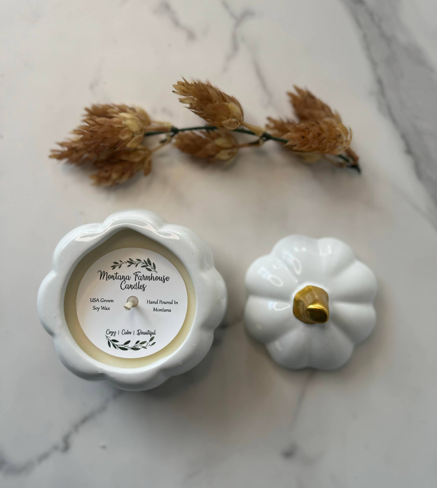 White Pumpkin Candle With Lid