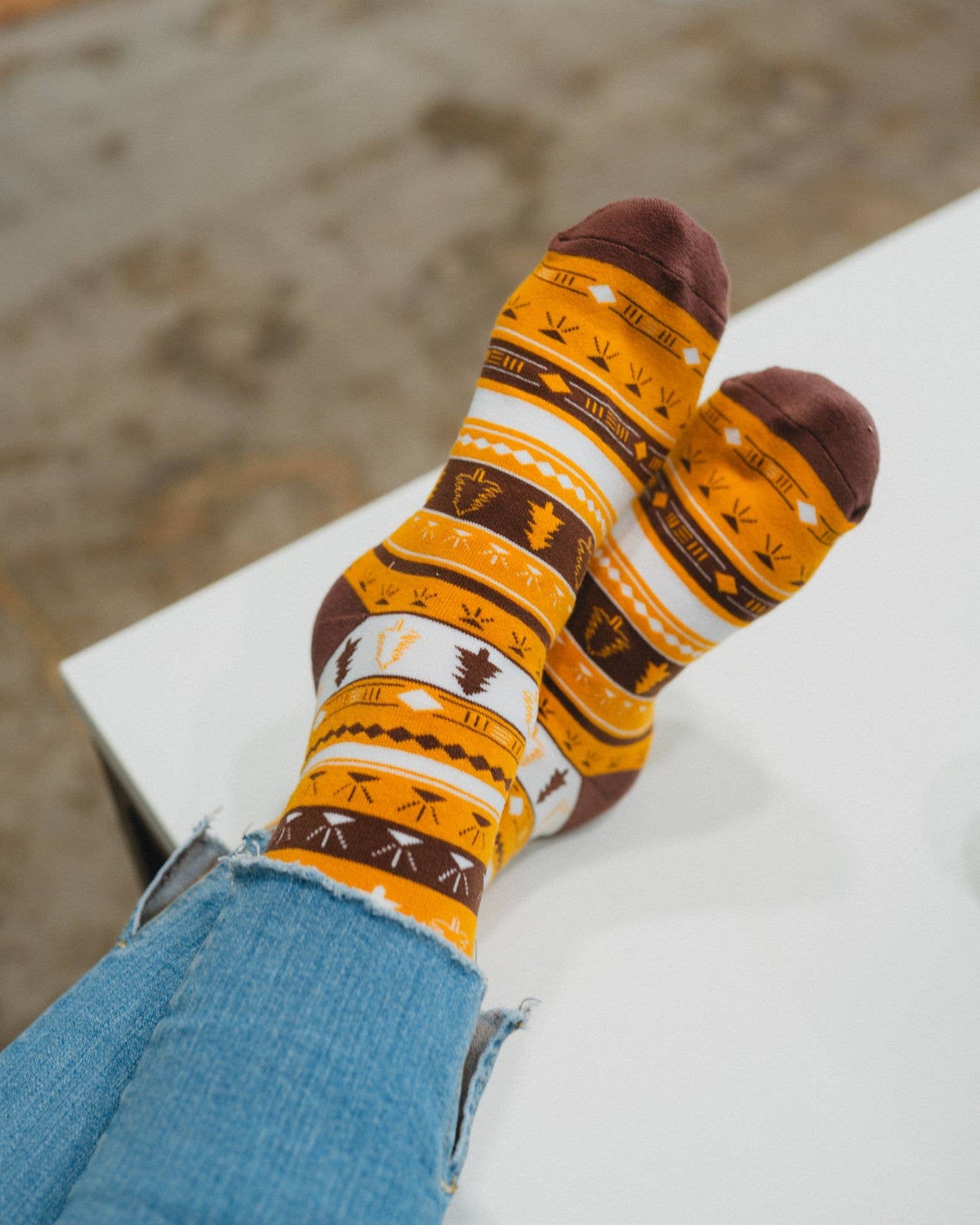 Golden Forest Unisex Socks - Mustard/Brown