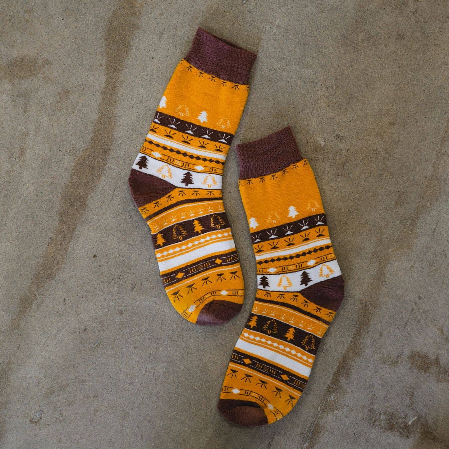 Golden Forest Unisex Socks - Mustard/Brown