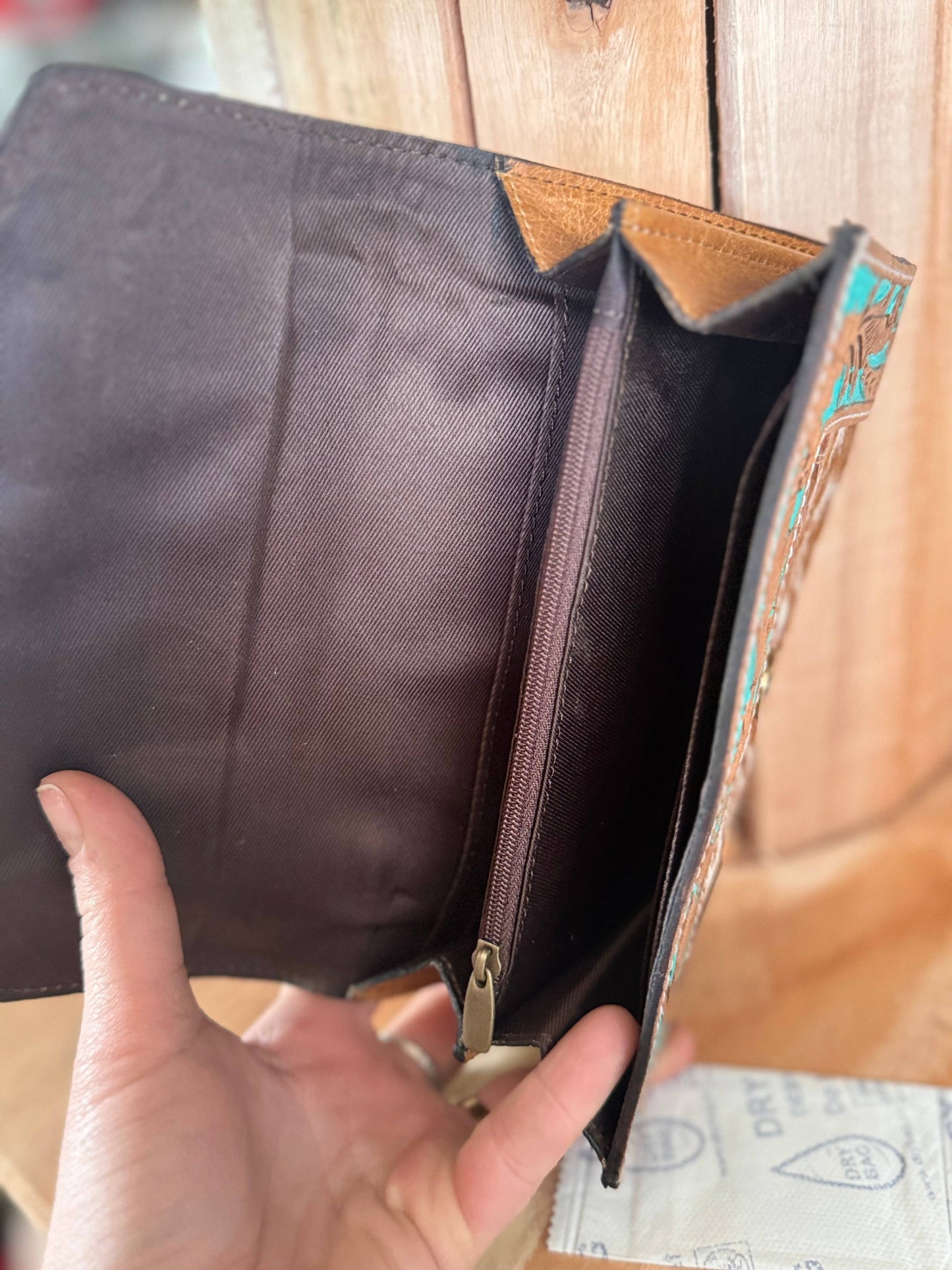 Large Tooled cowhide wallet