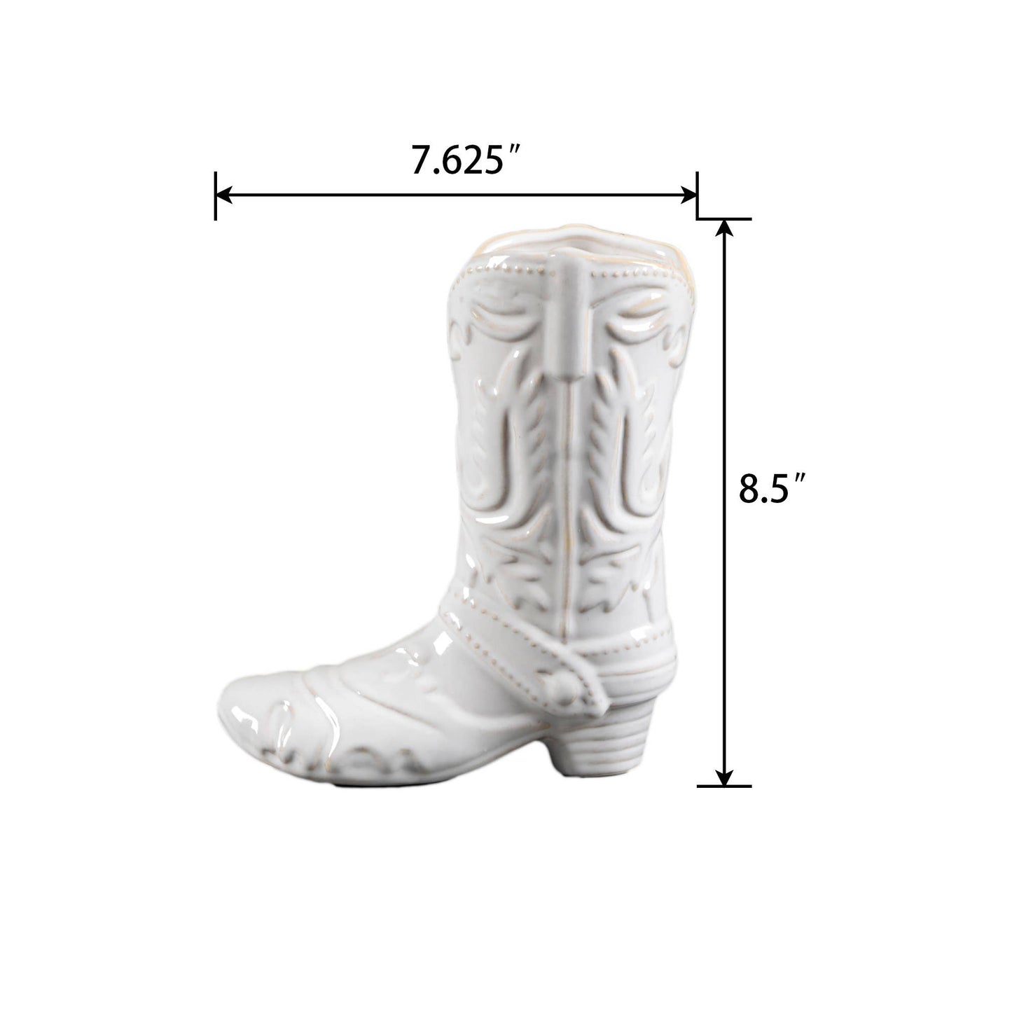 Ivory Cow Girl Boot Vase