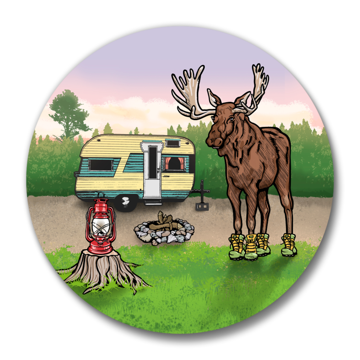 Camping Moose Bottle Opener — Magnetic Fridge