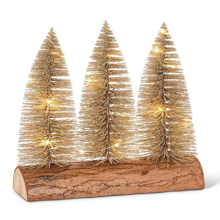 Glitter LED Tree on Log Base