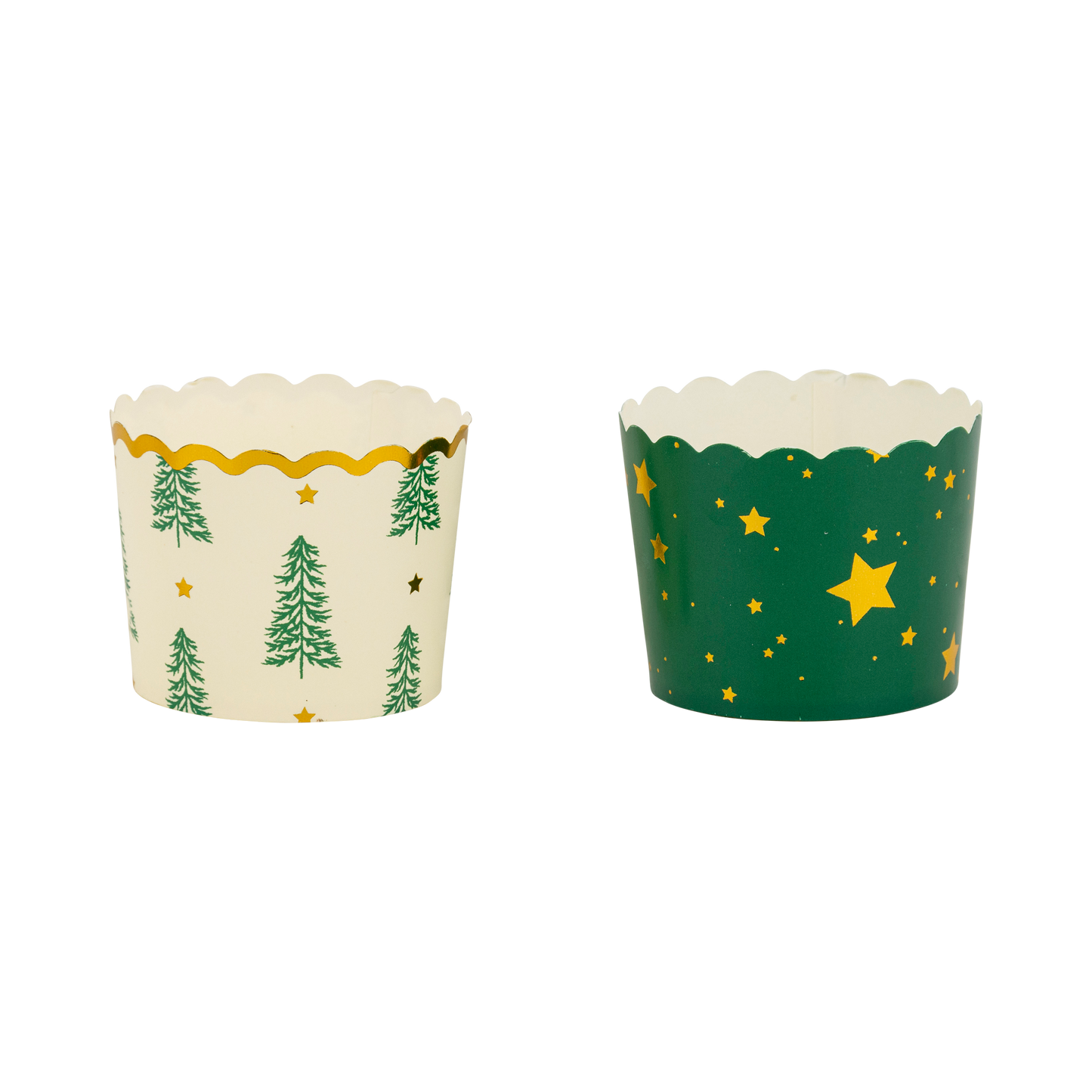 Gold Foil Trees and Stars 5 oz Party Baking Cups