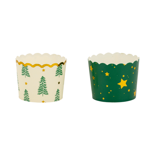 Gold Foil Trees and Stars 5 oz Party Baking Cups