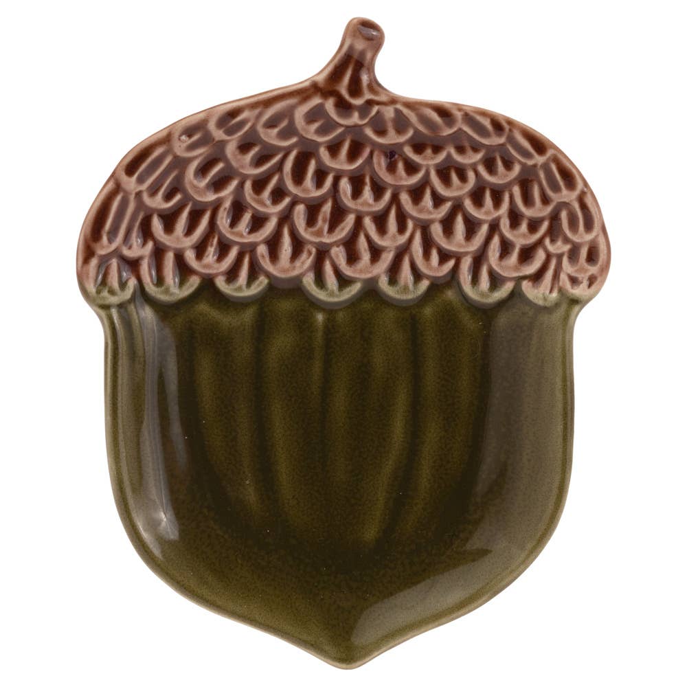 Olive Green Acorn Ceramic Plate