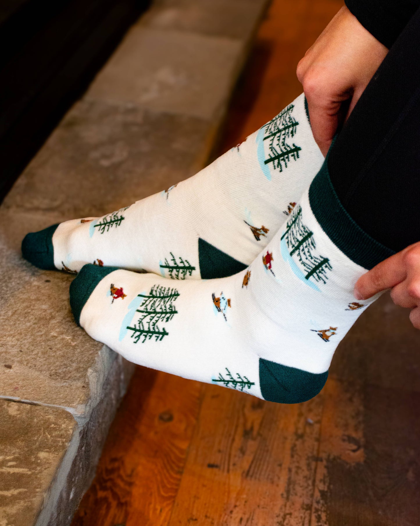 Skiing Bears Socks