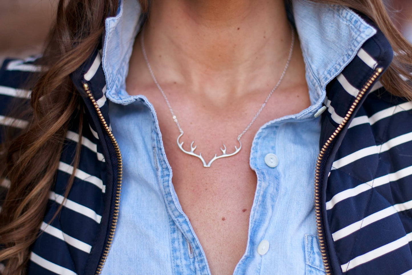 Silver Plate - Antler Necklace
