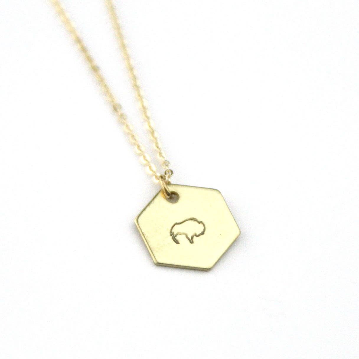 Buffalo - Brass Hand-Stamped Necklace