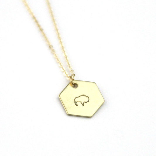 Buffalo - Brass Hand-Stamped Necklace