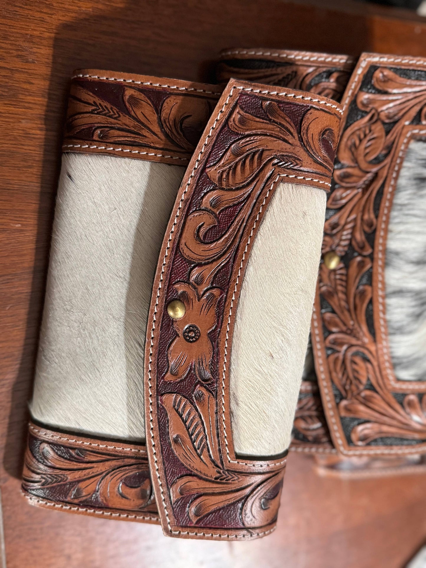 Large Tooled cowhide wallet