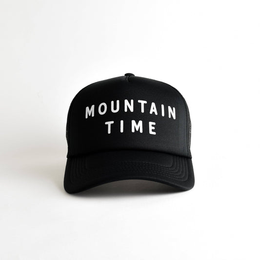 Mountain Time Woman's Recycled Trucker Hat - black