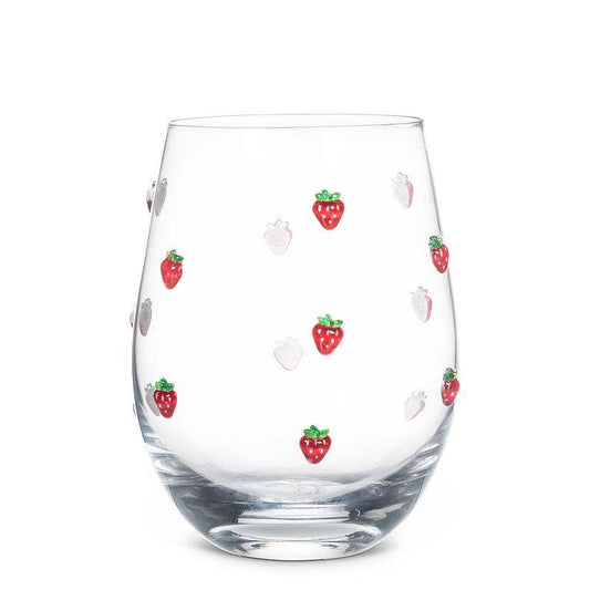 Stemless Wine Glass with Strawberries
