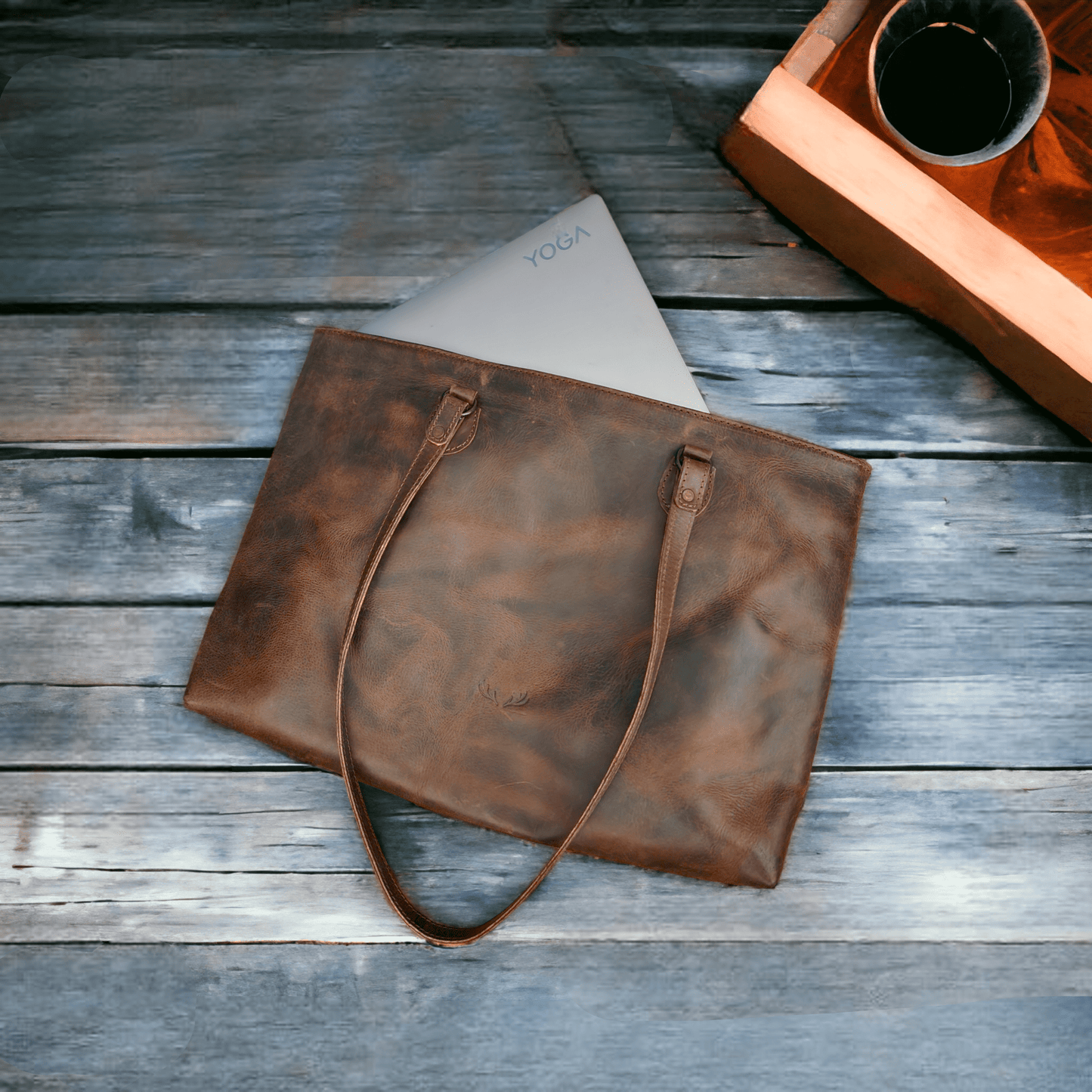 Denali Dark Vintage Brown Genuine Leather Large Tote