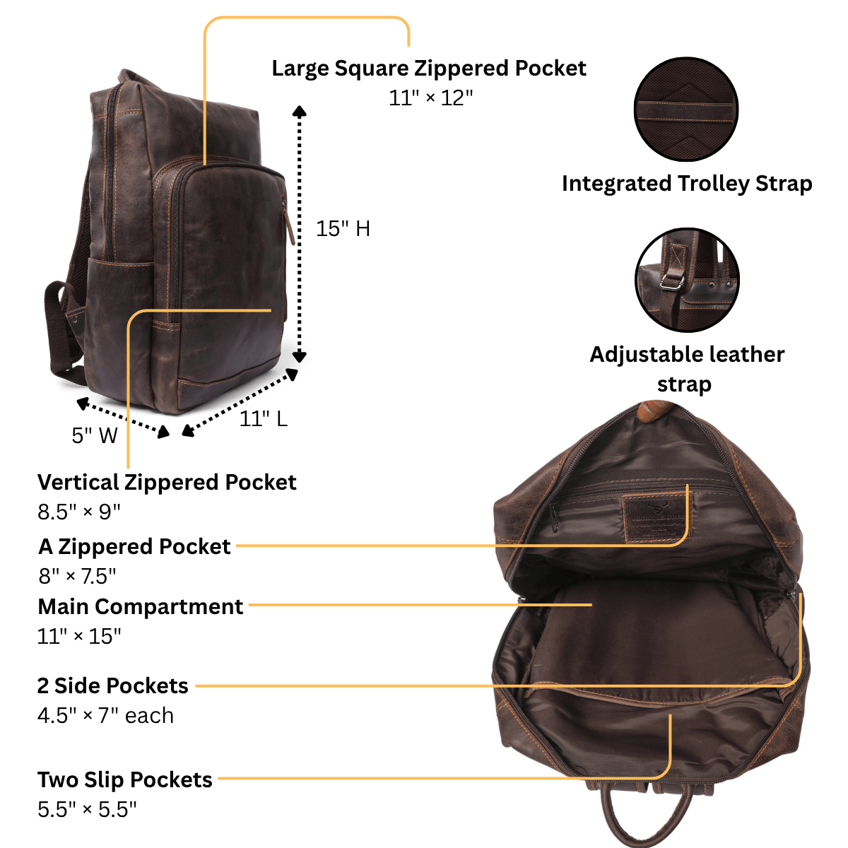 Oslo Leather Laptop Backpack 15.6"