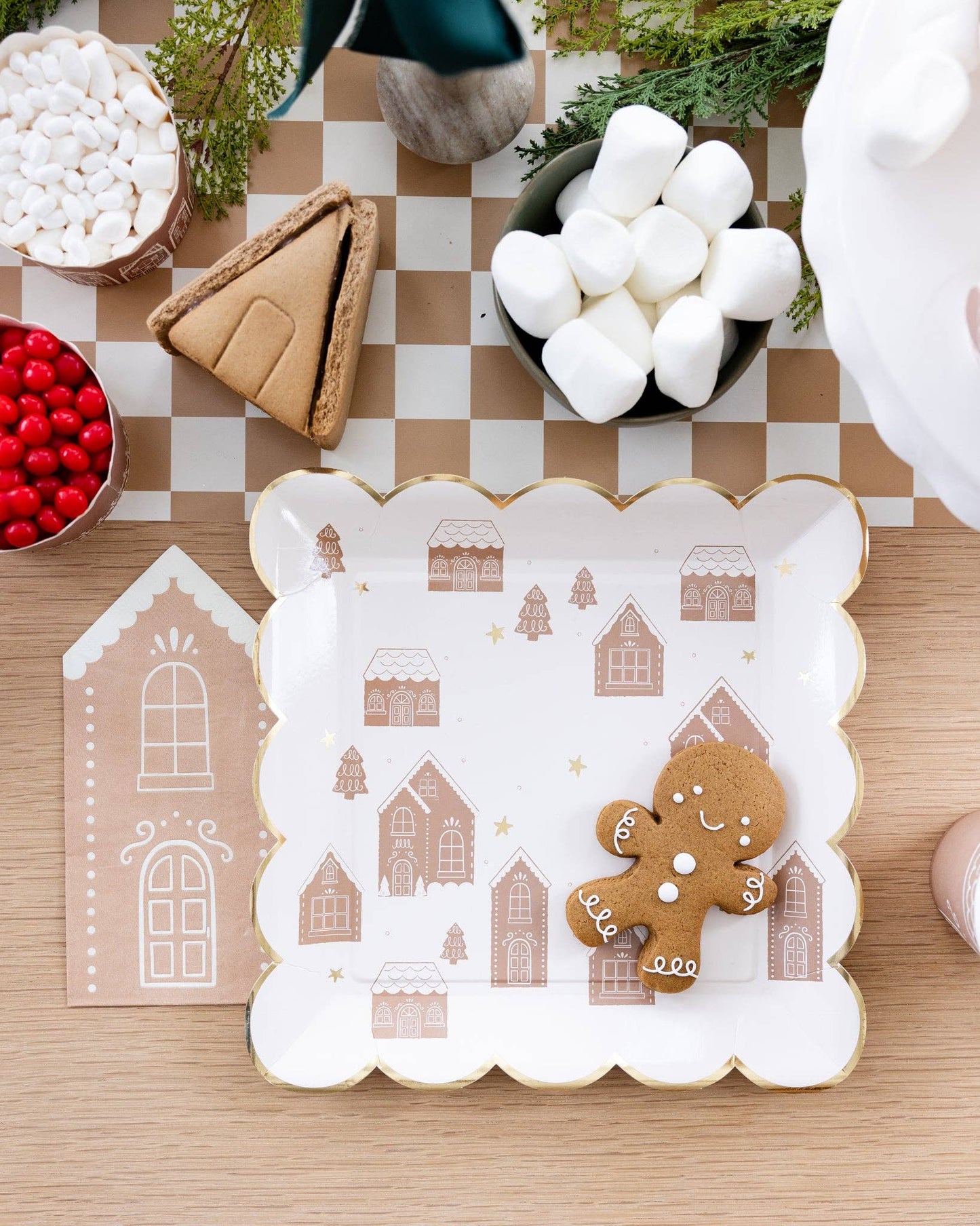 Gingerbread Scattered House 9" Party Plate