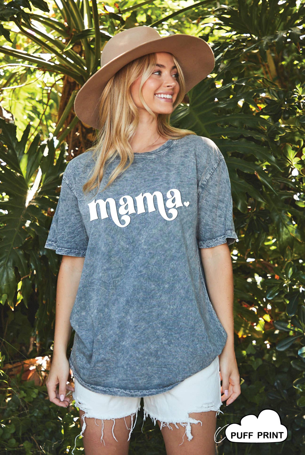 MAMA Woman's  Mineral Washed Graphic Top