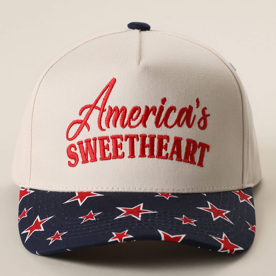 America's Sweetheart Embroidered Star Brim Trucker Hat