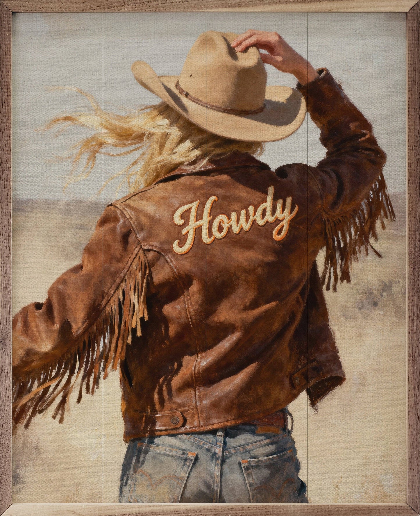 Western Woman Howdy Plank Art