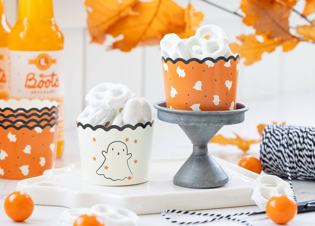 Orange Ghosts 5 oz Baking Cups