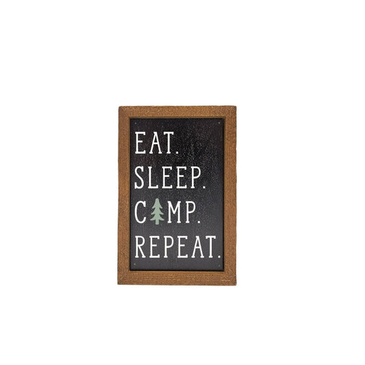 6X4 Home Accent Eat Sleep Camp Repeat At Desk Sign Décor