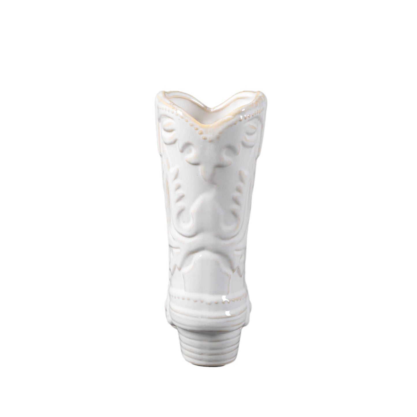 Ivory Cow Girl Boot Vase
