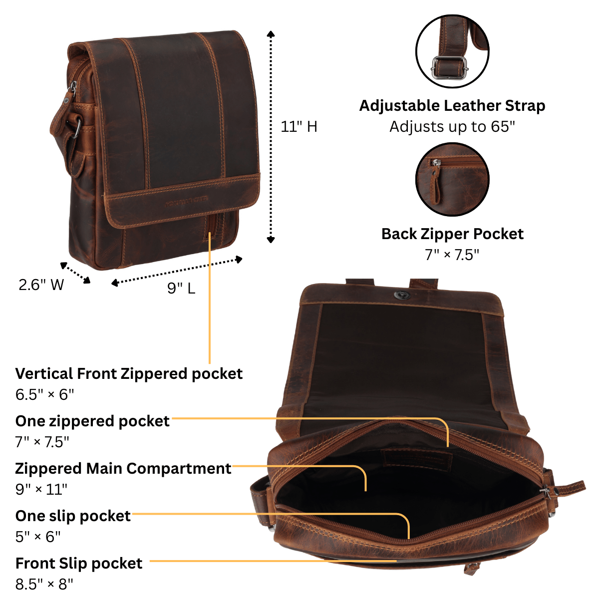 Boulder Leather Crossbody Bag – Chestnut