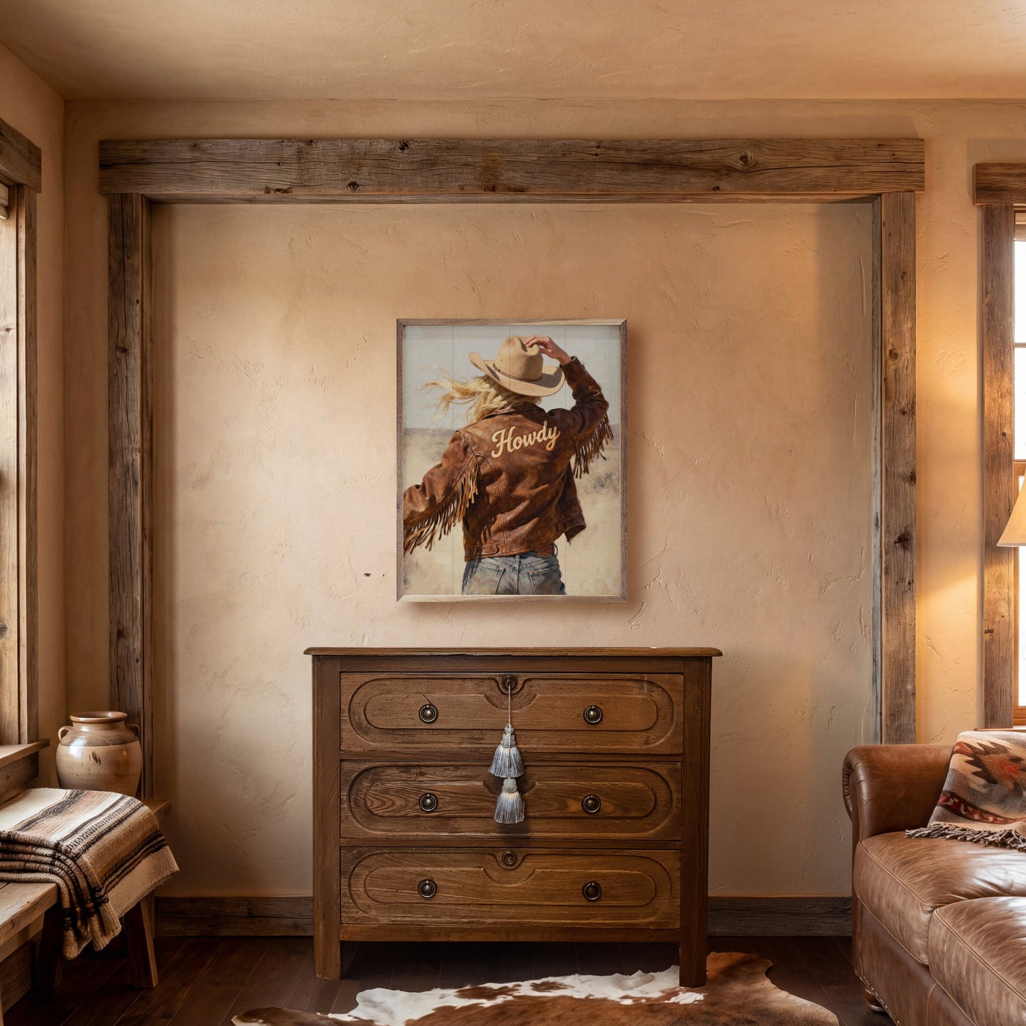 Western Woman Howdy Plank Art