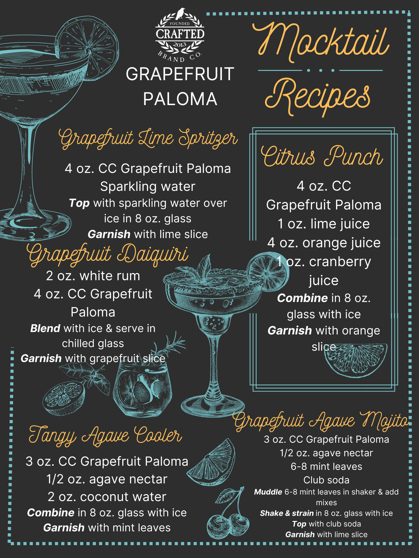 Grapefruit Paloma Cocktail Or Mocktail Mix